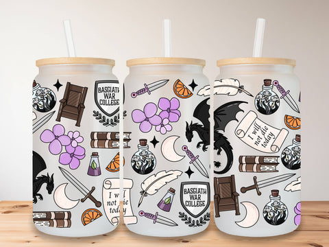 Fourth Wing 16oz Frosted Glass Can