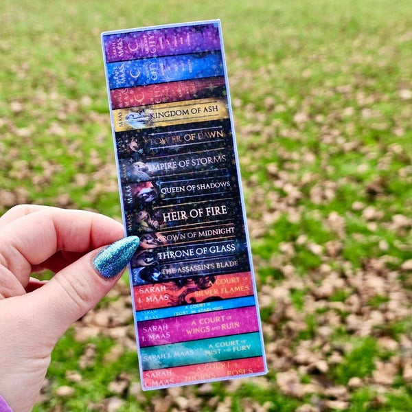 Sarah J Maas Book Spines Laminated Cardstock Bookmark: No Tassel