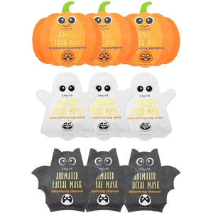 Korean Halloween Sheet Masks Pumpkin, Ghost, Bat - 9 Pk